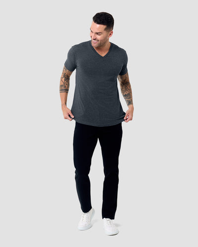 V-Neck Tee - Non-Branded-Charcoal-Tall-Regular-Full--Model---L