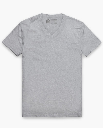 V-Neck Tee - Non-Branded-Grey-Regular-Mock--Model---L