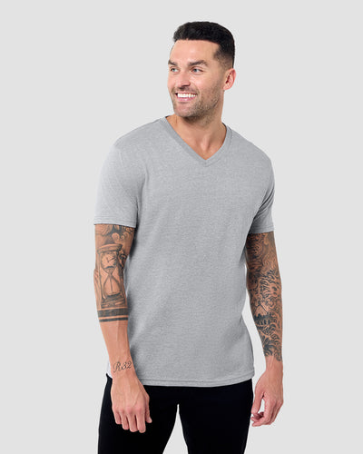 V-Neck Tee - Non-Branded-Grey-Regular-Front--Model---L