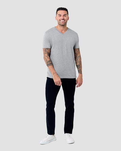 V-Neck Tee - Non-Branded-Grey-Regular-Full--Model---L