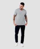 V-Neck Tee - Non-Branded-Grey-Tall-Regular-Full--Model---L
