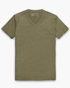 V-Neck Tee - Non-Branded-Olive Green-Regular-Mock--Model---L