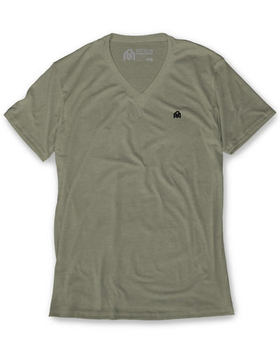V-Neck Tee - Branded-Warm Grey-Regular-Mock--Model---L