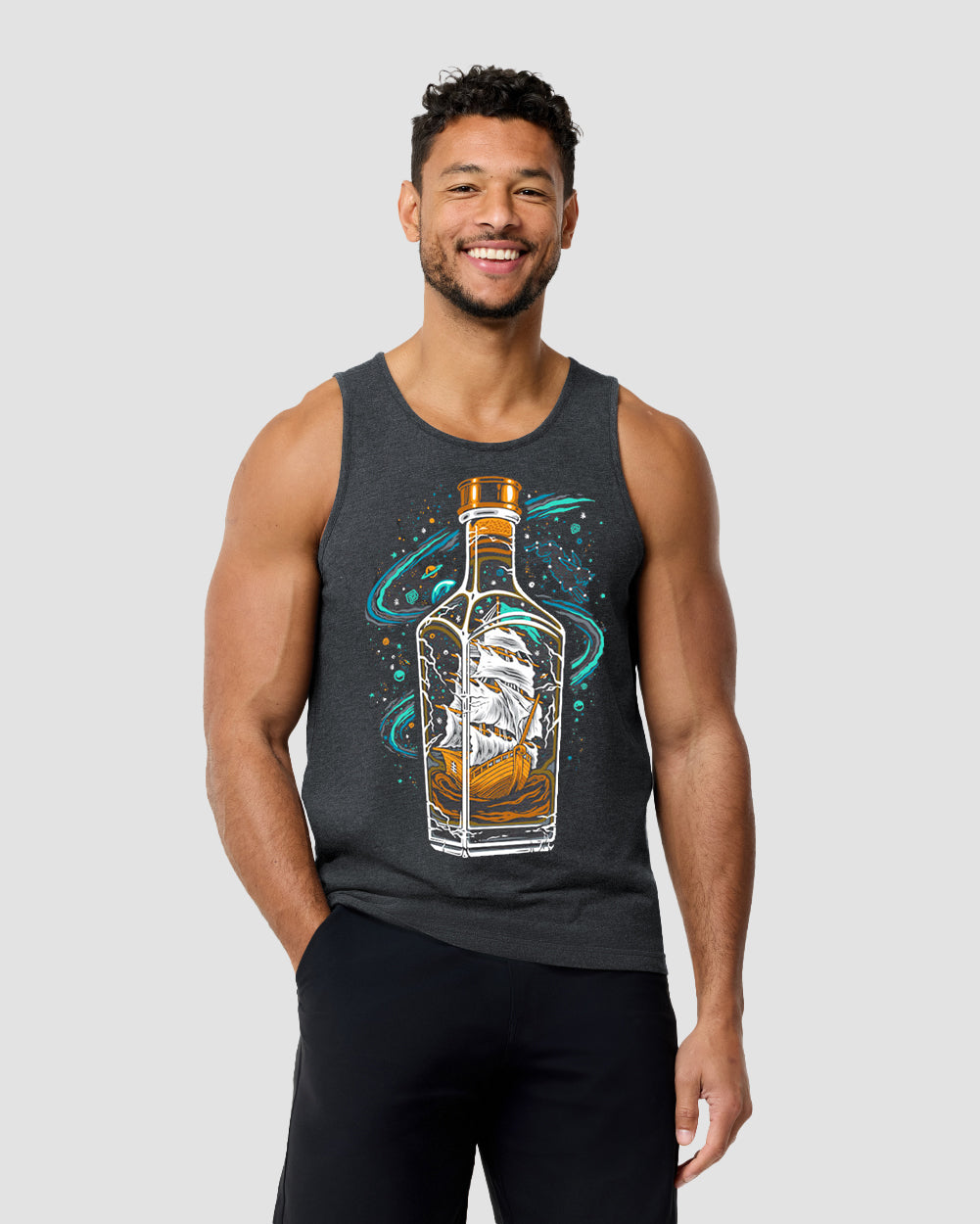 Bourbon Voyage Tank-Charcoal-Regular-Front--Model---L