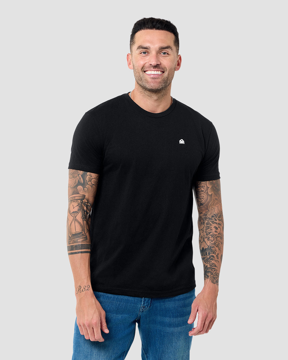 Basic Tee - Branded-Black-Regular-Front--Model---L
