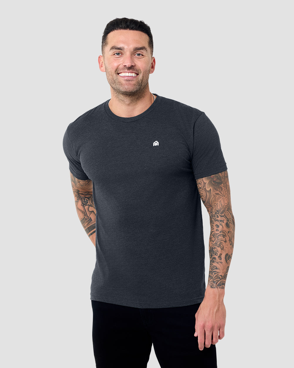 Basic Tee - Branded-Charcoal-Regular-Front--Model---L