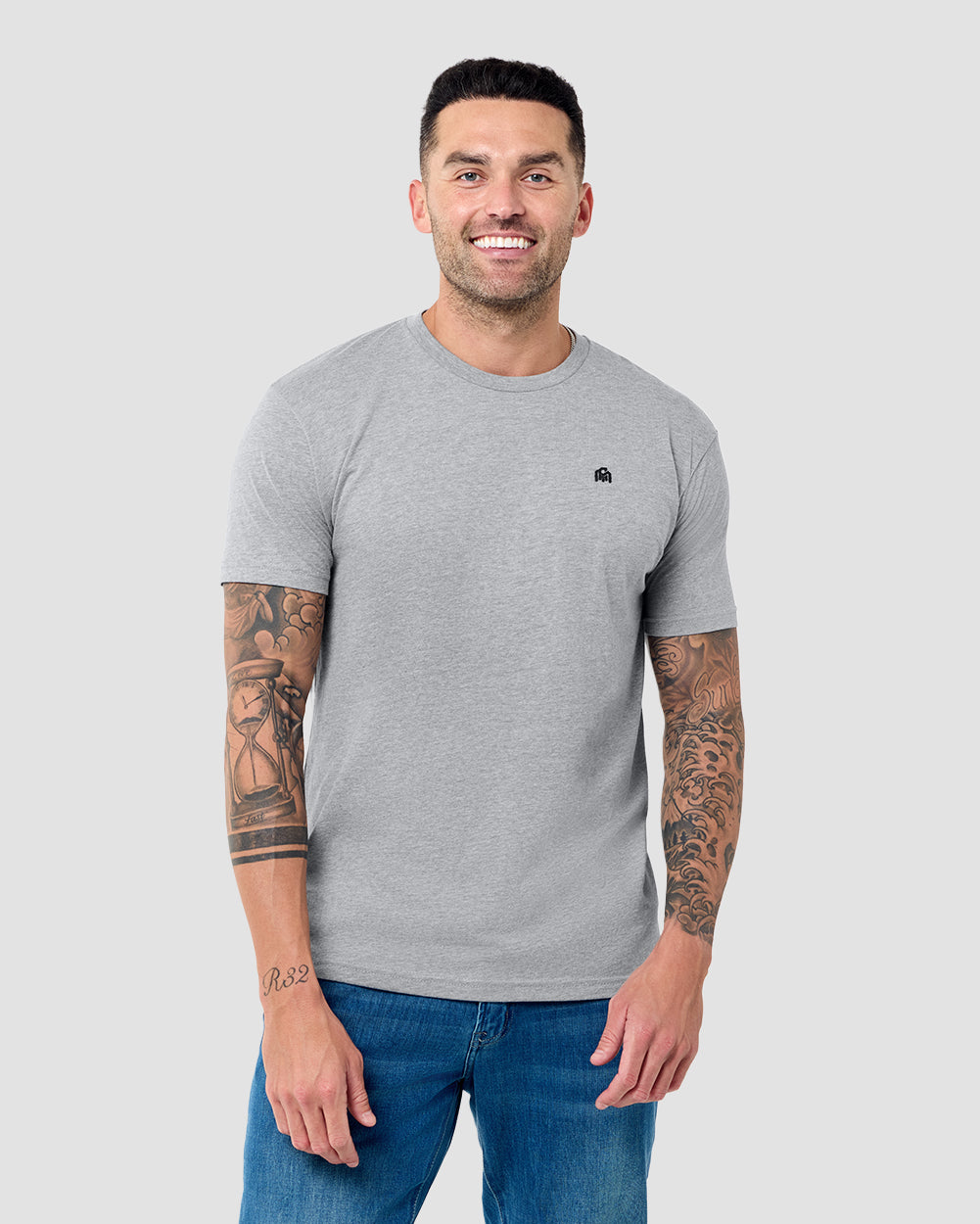 Basic Tee - Branded-Grey-Regular-Front--Model---L