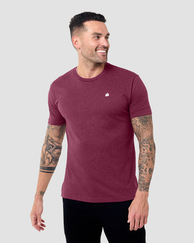Basic Tee - Branded-Heather Maroon-Regular-Front--Model---L