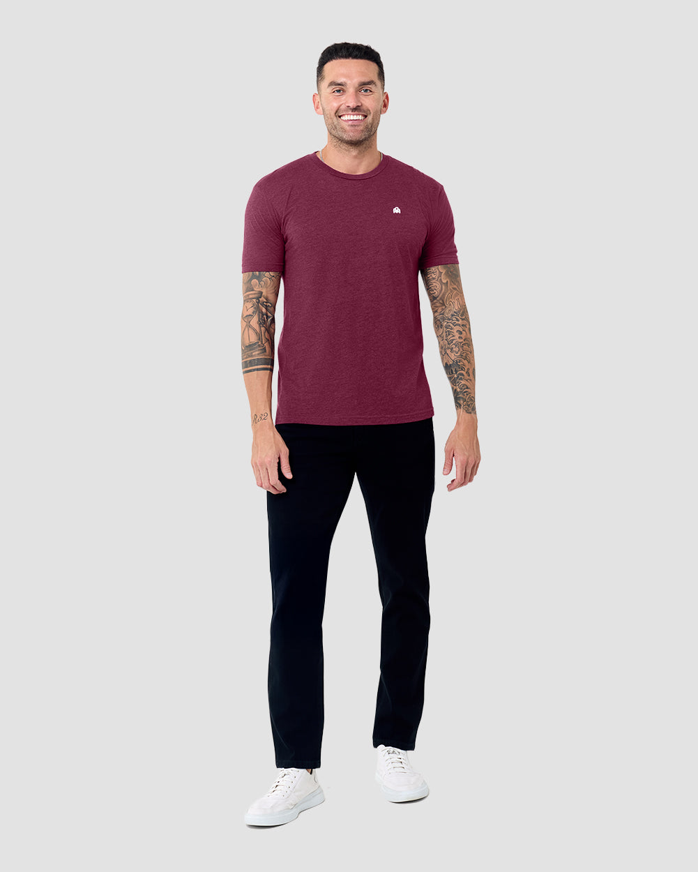 Basic Tee - Branded-Heather Maroon-Regular-Full--Model---L