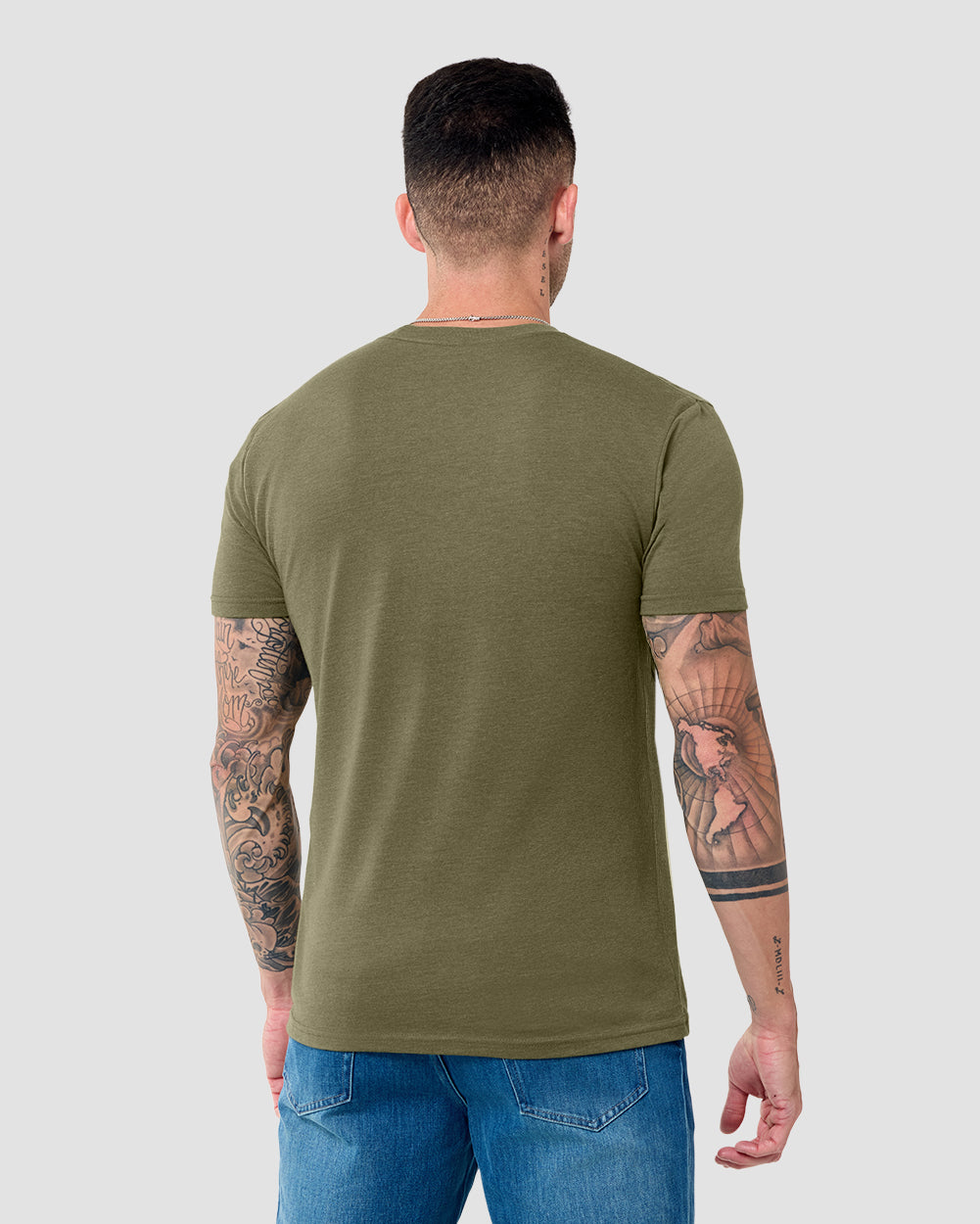 Basic Tee - Branded-Olive Green-Regular-Back--Model---L