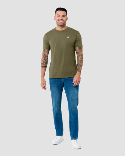 Basic Tee - Branded-Olive Green-Regular-Full--Model---L