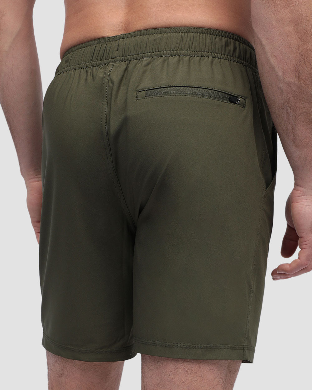 Active Shorts - Branded-Dark Olive-Regular-Back--Model---L
