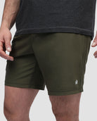 Active Shorts - Branded-Dark Olive-Regular-Front2--Model---L