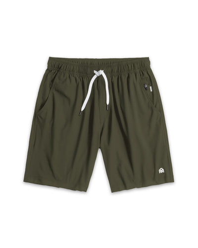 Active Shorts - Branded-Dark Olive-Regular-Mock--Model---L