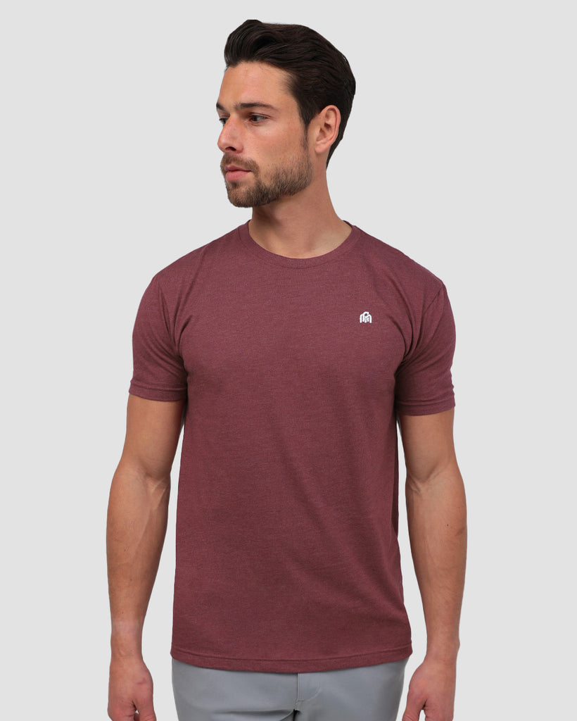 Basic Tee - Branded-Heather Maroon-Regular-Front--Tom---M