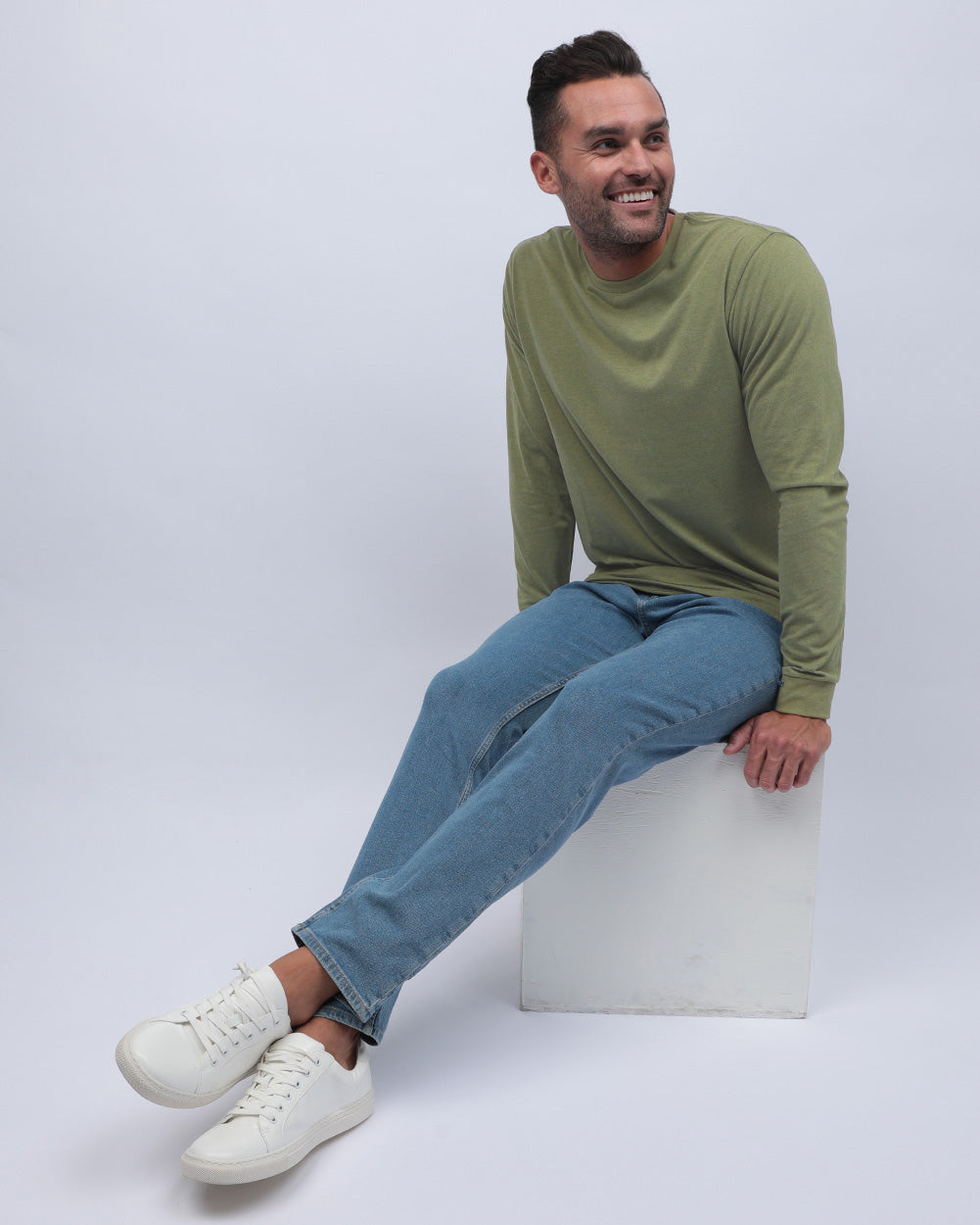 Long Sleeve Tee - Non-Branded-Regular-Olive Green-Lifestyle--Zach---L