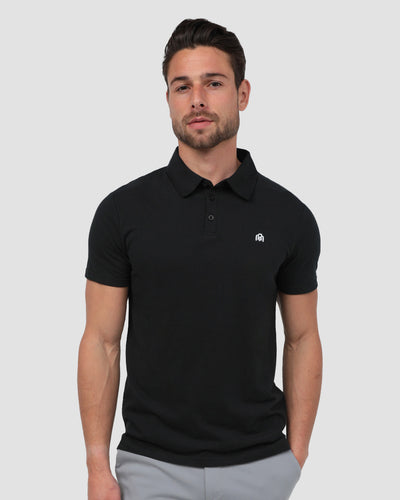 Polo - Branded-Black-Front--Model---M-Regular