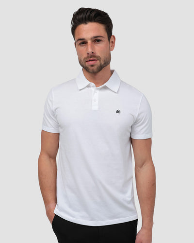 Polo - Branded-White-Front--Model---M-Regular