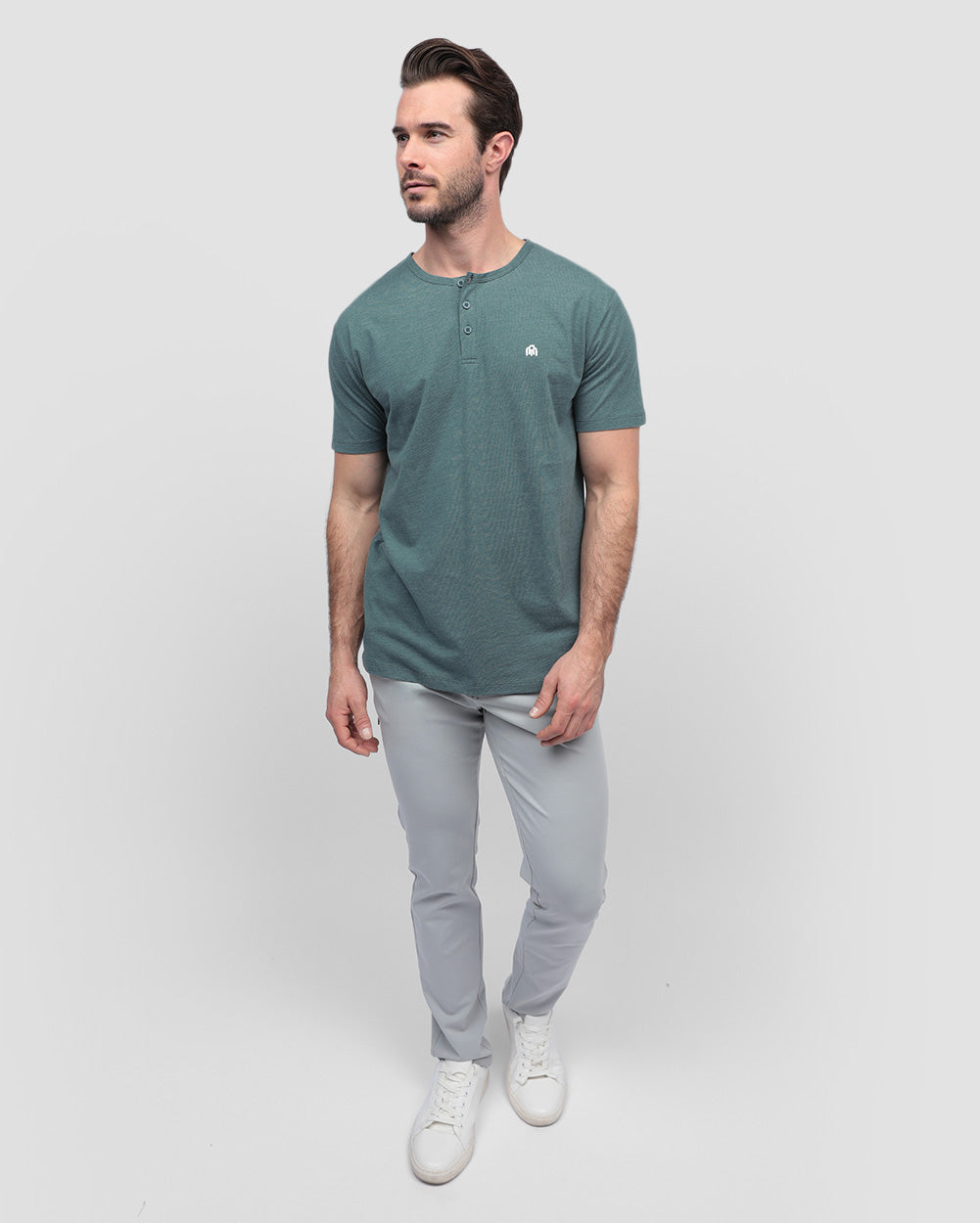 Henley Tee - Branded-Indigo-Regular-Back--Model---Size