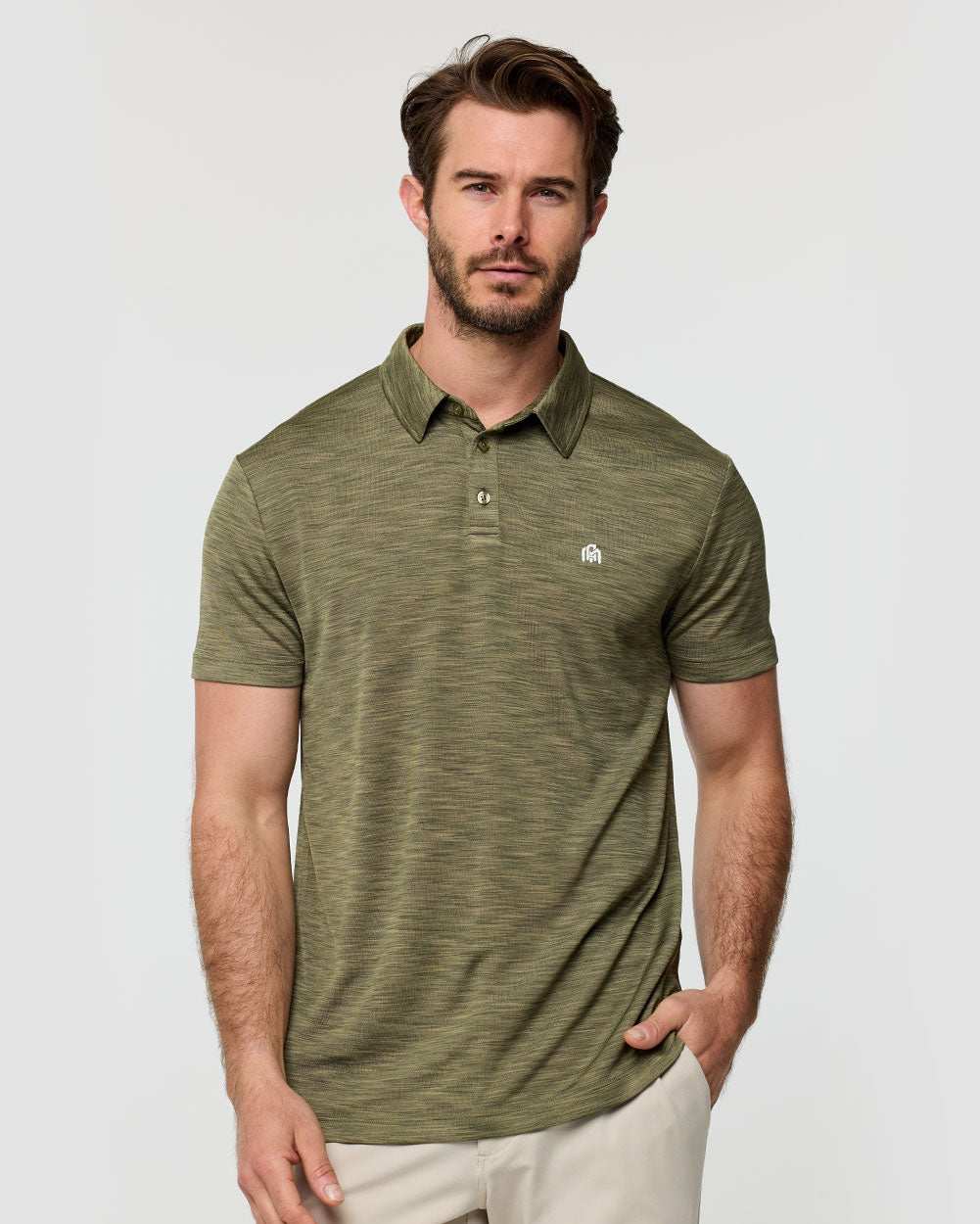 Performance Polo - Branded-Olive Green-Regular-Front--Alex---M