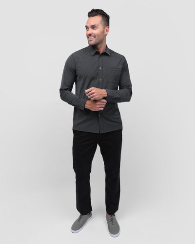 Long Sleeve Button Up-Black Heather-Full--Zach---L