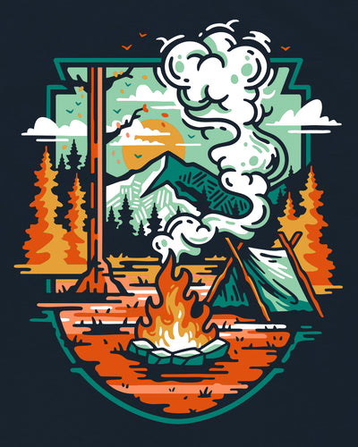 Campgrounds Tee-Midnight Navy-Regular-Swatch--Model---L