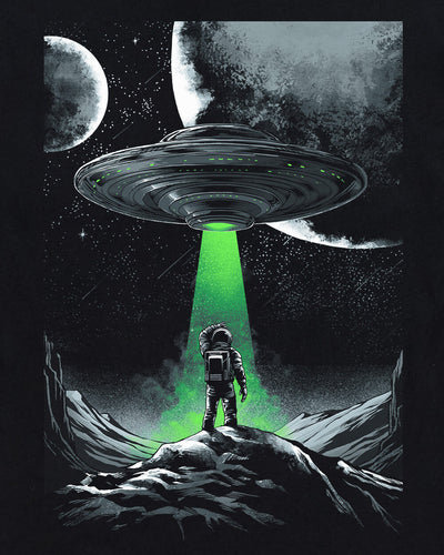 Cosmic Arrival Glow-in-the-Dark Tee-Black-Regular-Swatch--Model---L