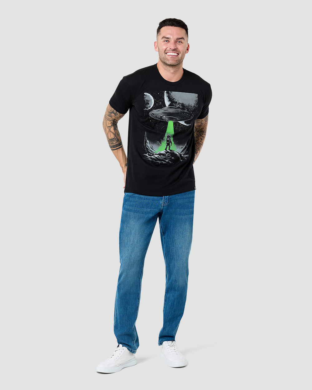 Cosmic Arrival Glow-in-the-Dark Tee-Black-Regular-Full--Model---L