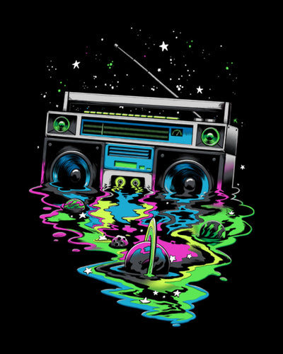 Cosmic Beats Tee-Black-Regular-Swatch--Model---L