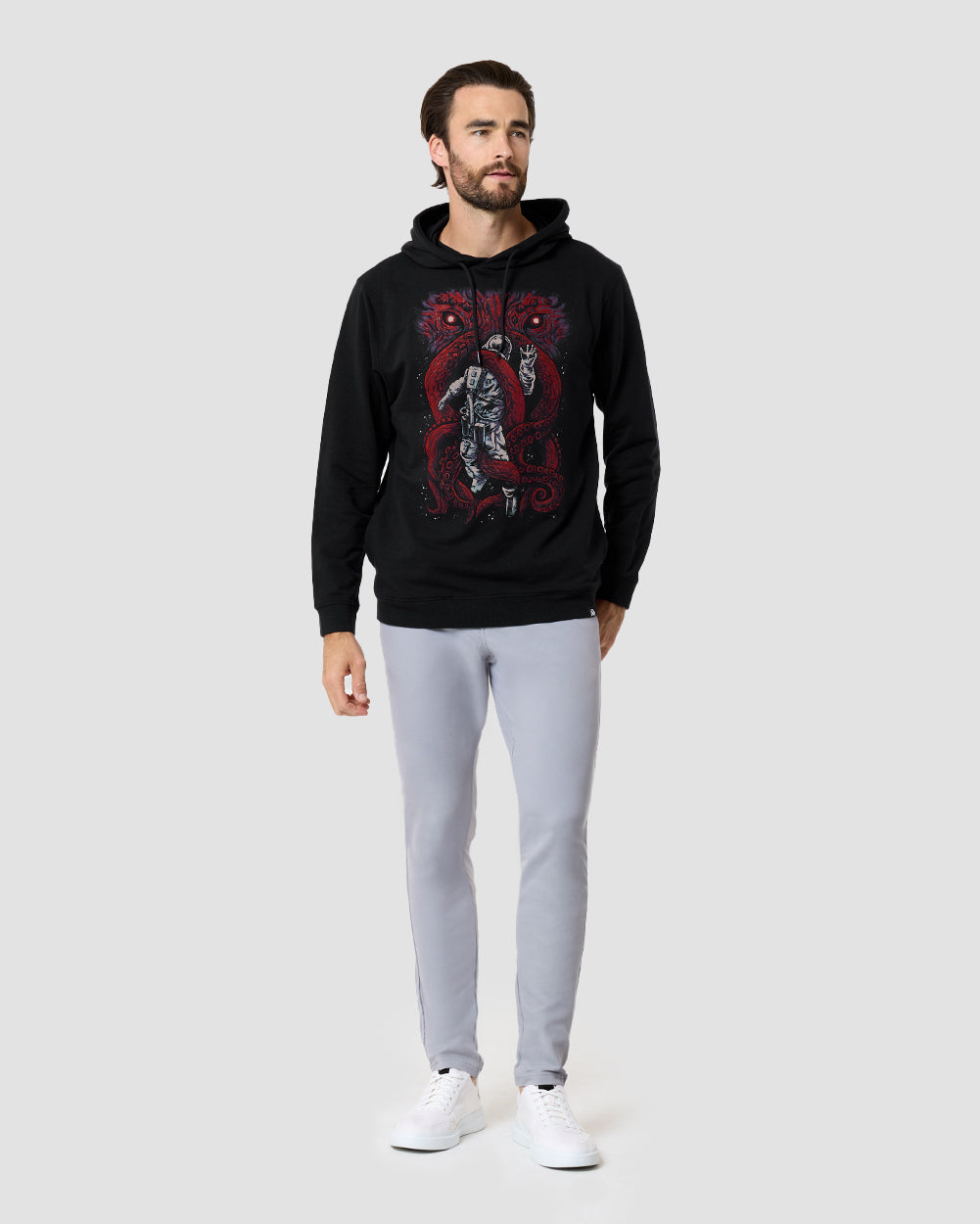 Cosmic Clash Hoodie-Black-Regular-Full--Model---L