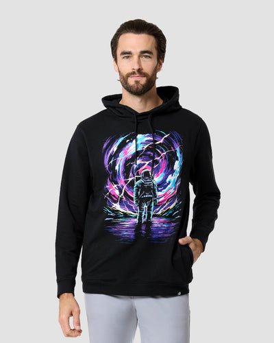 Cosmic Surge Hoodie-Black-Regular-Front--Model---L