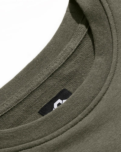 Crewneck Sweatshirt - Branded-Olive Green-Detail