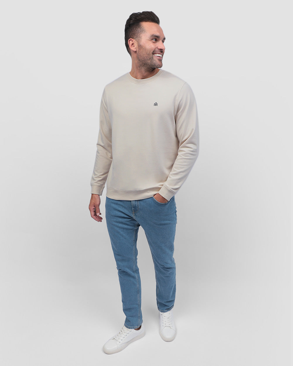 Crewneck Sweatshirt - Branded-Beige-Full--Zach---L