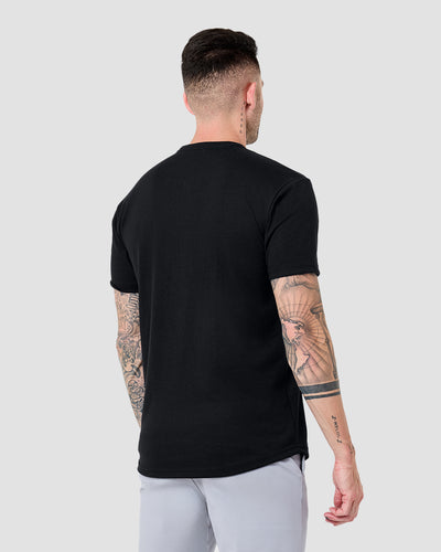Curved Hem Tee-Black-Regular-Back--Model---L