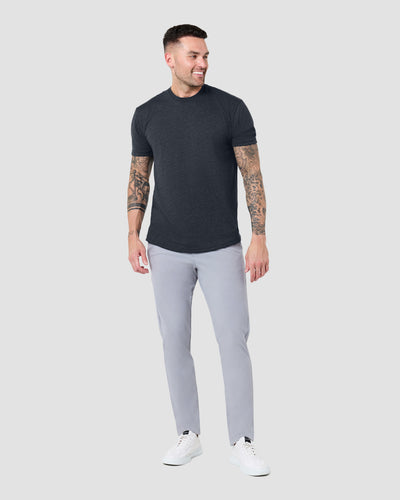Curved Hem Tee-Charcoal-Regular-Front--Model---L