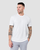 Curved Hem Tee-White-Regular-Front--Model---L