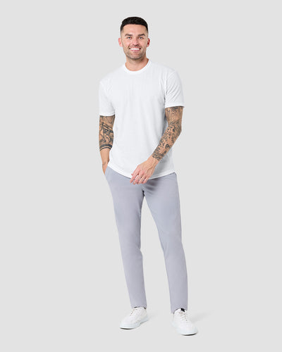 Curved Hem Tee-White-Regular-Full--Model---L