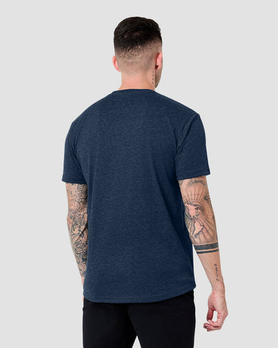 Curved Hem Tee-Navy-Regular-Back--Model---L
