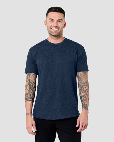 Curved Hem Tee-Navy-Regular-Front--Model---L