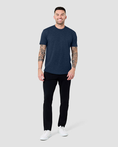 Curved Hem Tee-Navy-Regular-Full--Model---L