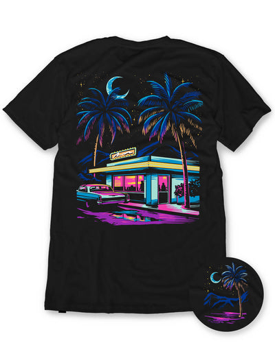Diner Dreams Tee-Black-Regular-Mock--Model---L