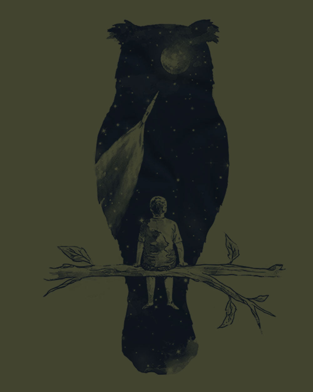 Dreamer Tee-Military Green-Regular-Swatch--Model---L