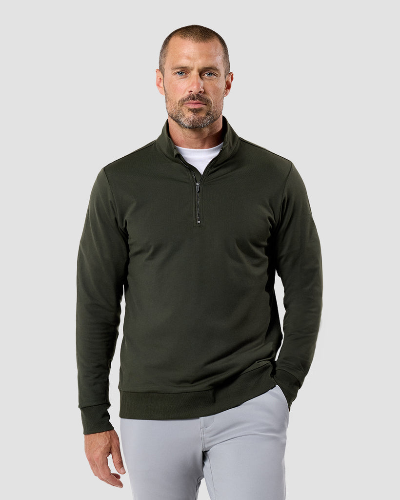 Endeavor Quarter Zip Tee - Non-Branded-Midnight Olive-Regular-Front--Zac---L