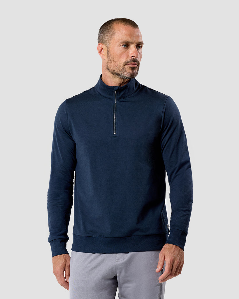 Endeavor Quarter Zip Tee - Non-Branded-Navy-Regular-Front--Zac---L