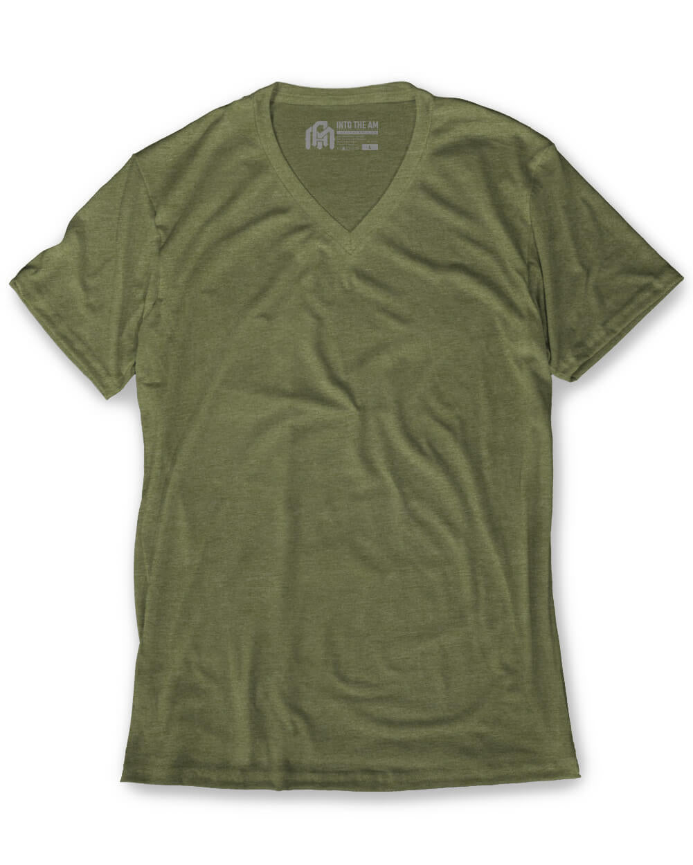 V-Neck Tee - Non-Branded-Olive Green-Regular-Mock--Model---L