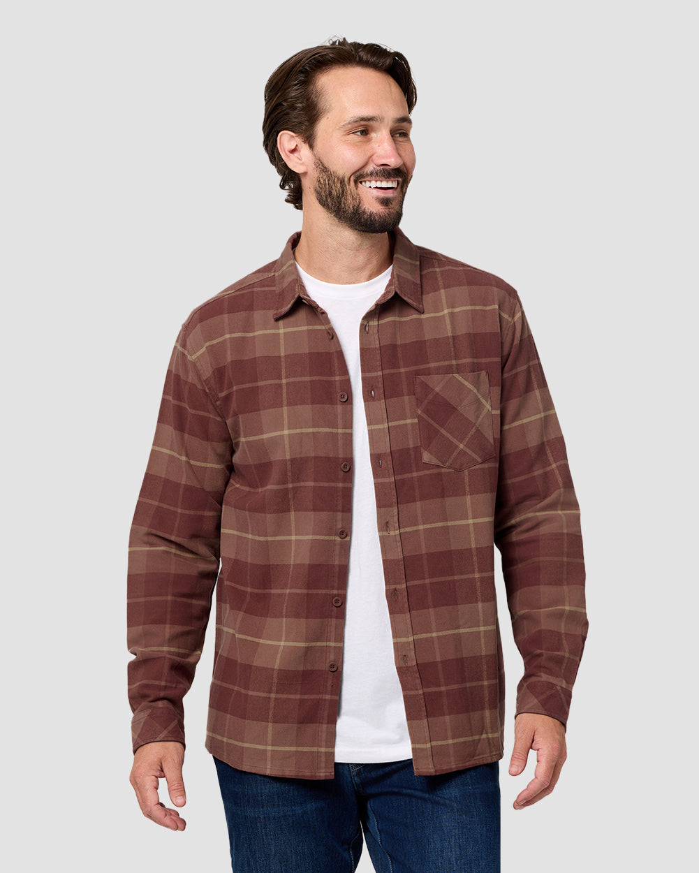 Fairbanks Flannel-Brick Plaid-Regular-Front2--Model---L