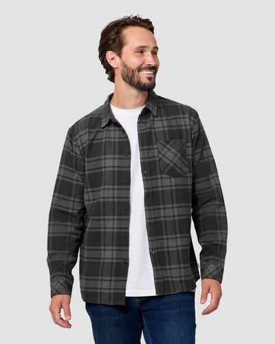 Fairbanks Flannel-Charcoal Two-Color Plaid-Regular-Front2--Model---L