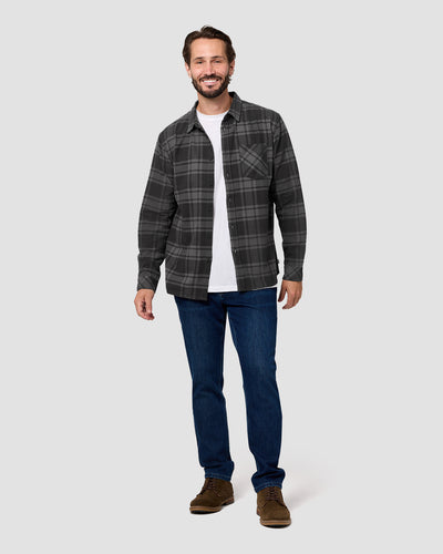 Fairbanks Flannel-Charcoal Two-Color Plaid-Regular-Full--Model---L