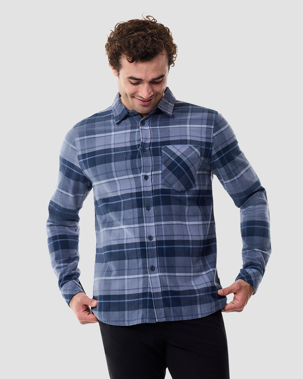 Fairbanks Flannel-Indigo Multi-Regular-Front--Model---L