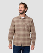 Fairbanks Flannel-Tan Two-Color Plaid-Regular-Front--Model---L